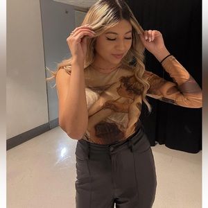 ZARA LAMBERT SUSTRIS VENUS AND LOVE One Shoulder Size Medium Cherub Mesh Top